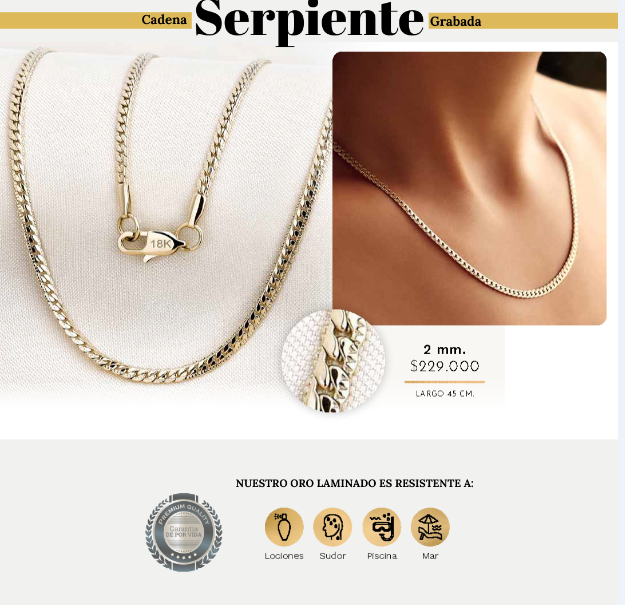 CADENA SERPIENTE CON GRABADO