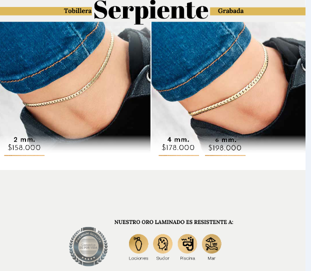 TOBILLERA SERPIENTE GRABADA